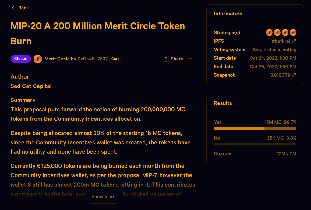 Merit Circle 147 Milyon Dolar Değerinde Token Yakacak