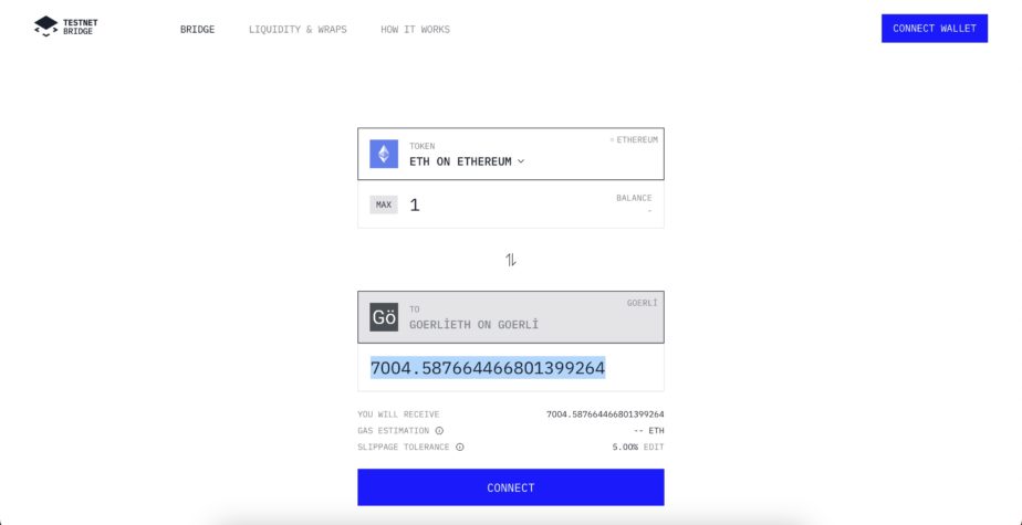 Goerli ETHyi Ethereuma donusturme