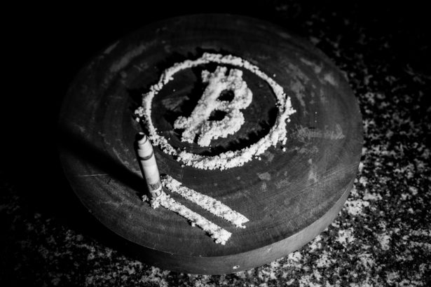 bitcoin symbol. Bitcoin as a drug