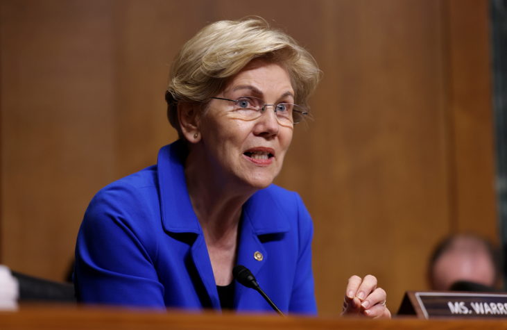 FILE PHOTO: U.S. Senator Warren speaks at a committee hearing in Washington